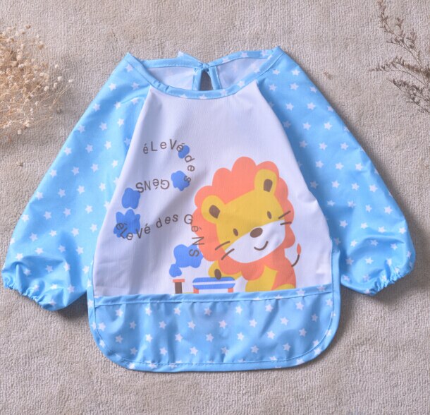 1pc mignon bébé bavoirs imperméable à manches longues tablier enfants alimentation Smock bavoir Burp chiffons vêtements doux manger enfant en bas âge vêtements: A