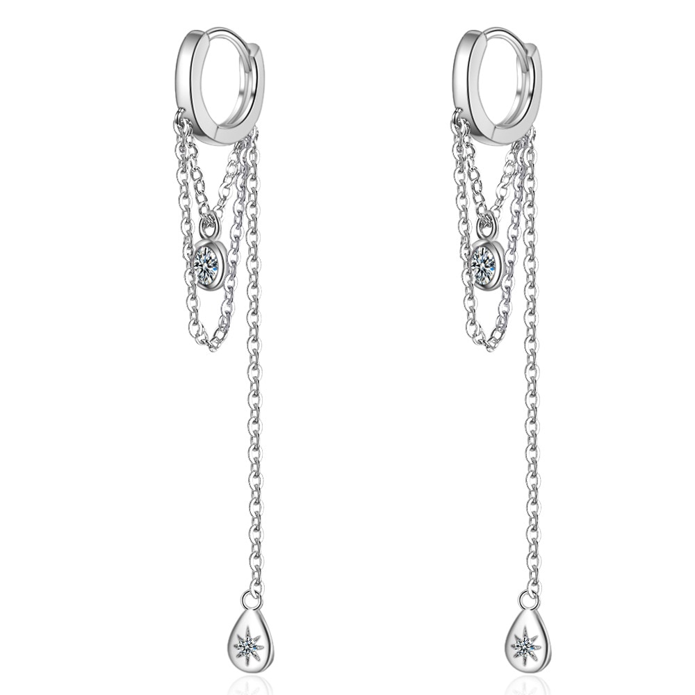 longue gland boucles d'oreilles pour femmes 925 argent Sterling Bling paillettes cubique zircone coréen Simple bijoux accessoires