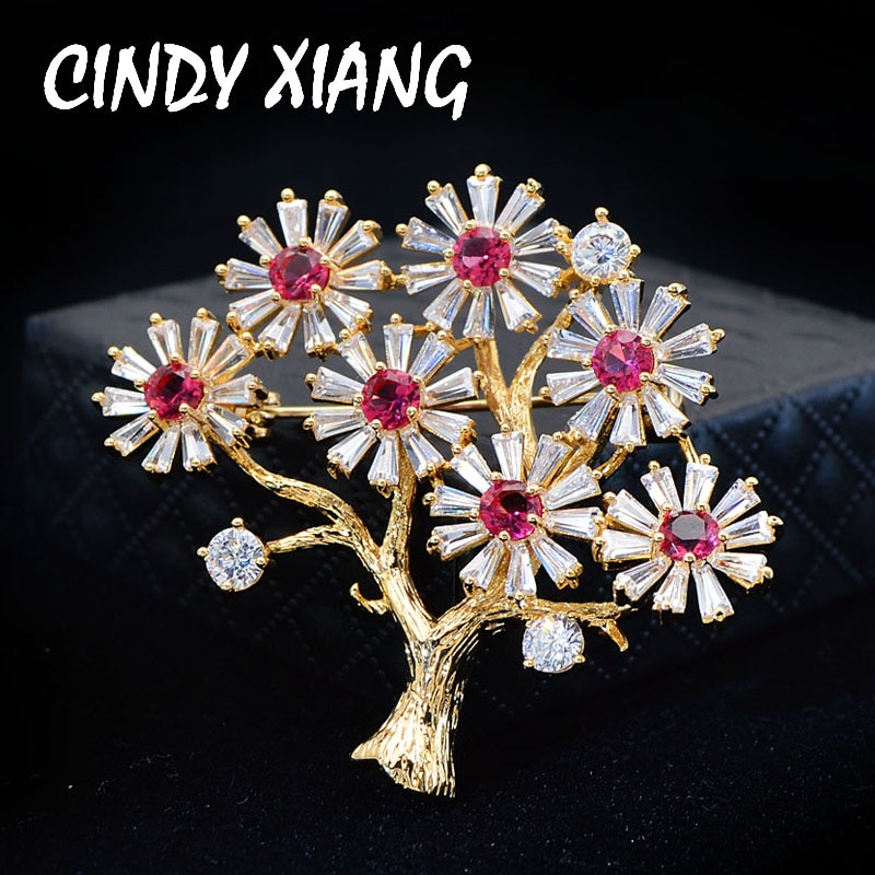 Cindy Xiang Volledige Zirconia Boom Broches Voor Vrouwen Wedding Broche Pin Kleurrijke Shining Zomer Sieraden