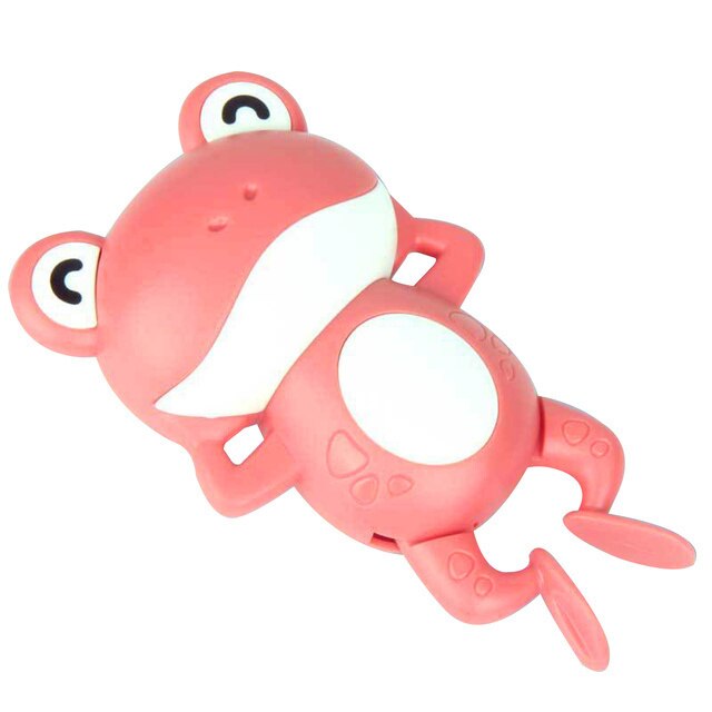 Baby Cute Animals Bath Toy Swimming Pool Water Play Bathing Ducks Crab Frog Classic Chain Clockwork Water Toys For Kids: Pink Frog