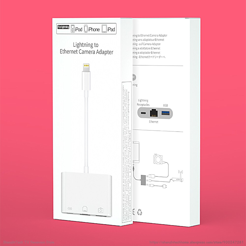 MiraScreen LC04 3 in 1 Mobile Phone Docking Station Charging Hub for iPhone iPad iPod Lightning Adapter with Ethernet USB 3.0