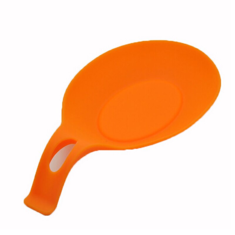Kitchen Cooking Tools Food Grade Silicone Spoon Rest Utensil Spatula Gadget Holder Heat Resistant Storage Shelves 5 Colors: orange