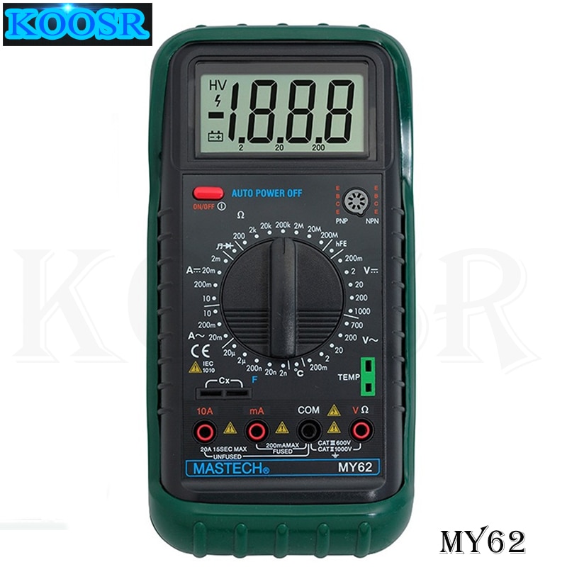 1 Pcs Mastech MY62 Handheld Digitale Multimeter Dmm W/Temperatuur Capaciteit & Hfe Test Testers Meter