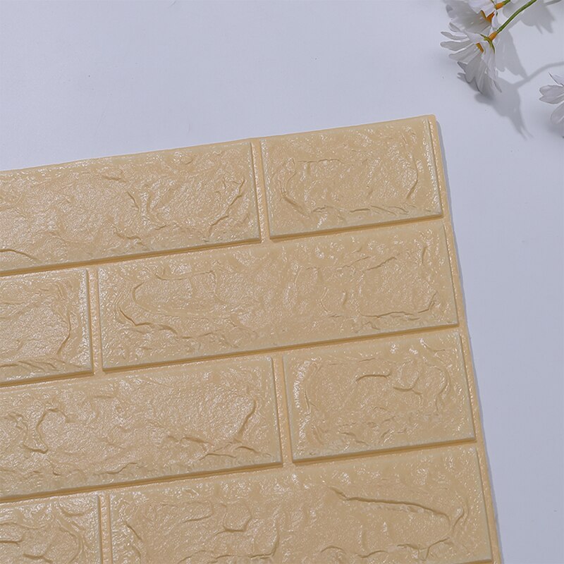 Foam 3D Wall Stickers Self Adhesive Wallpaper Panels Home Decor Living Room Bedroom House Decoration Bathroom Brick Wall Sticker: Light-Yellow