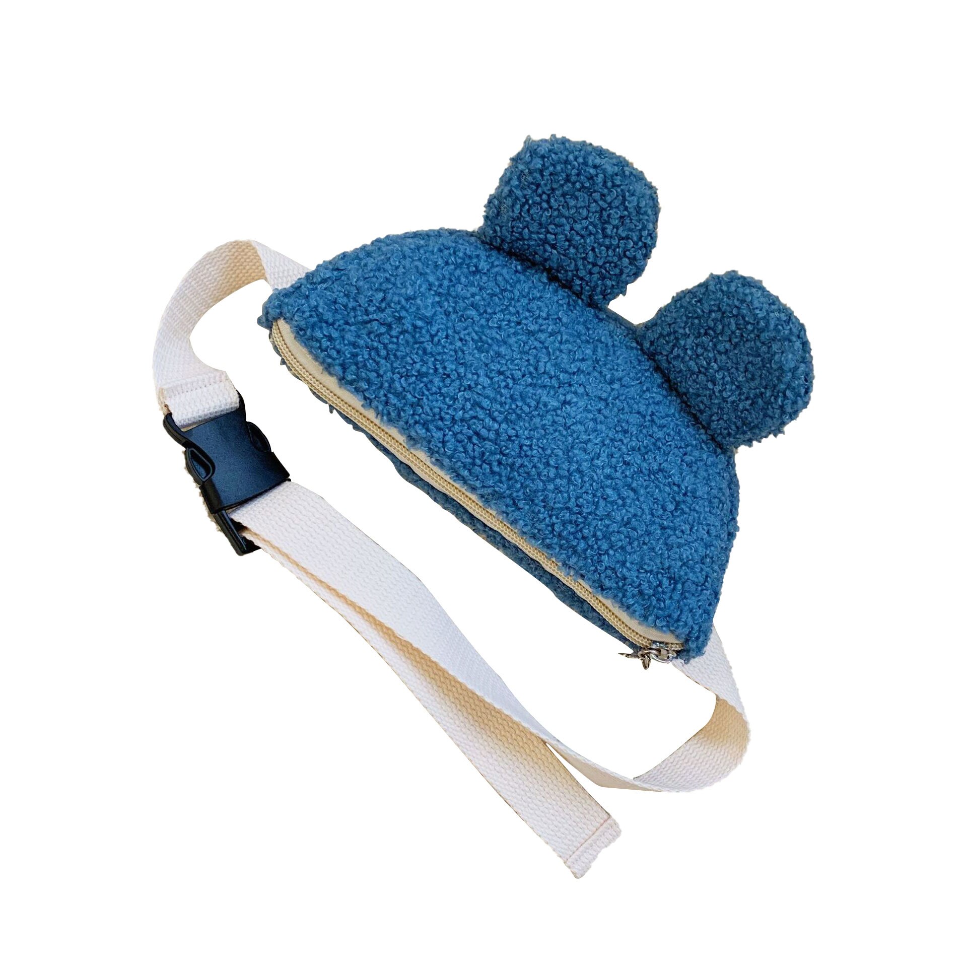 Børns lille taljetaske plys brysttaske til drenge og piger enkel skuldertaske taljepakker snydetasker: Blå