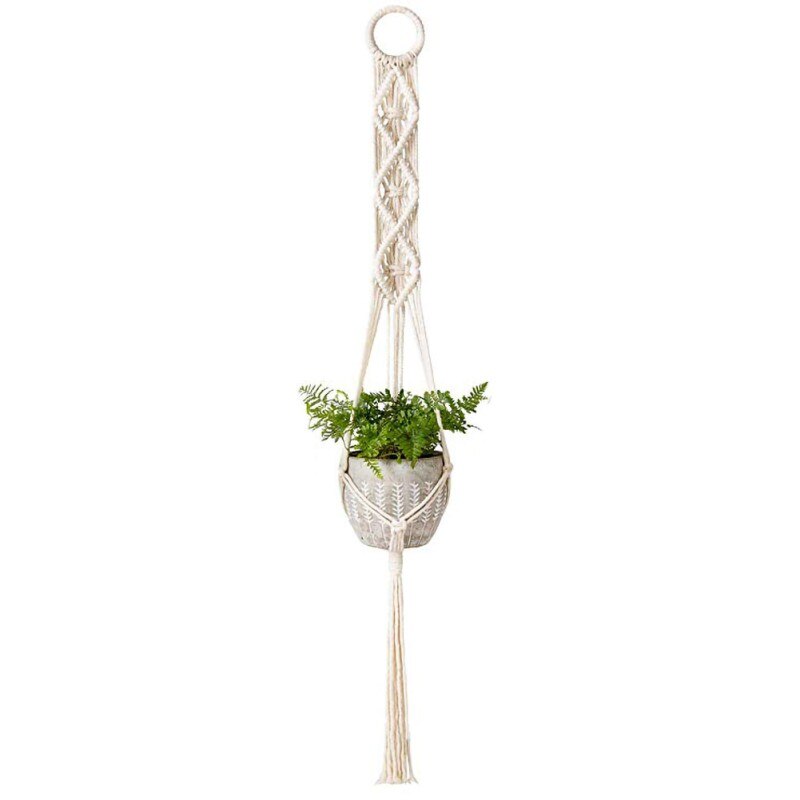 Indoor Wand Bloempot Bloem Manden Tuin Decoratie Groene Plant Opknoping Mand Handmatig Gebreide Touw: B