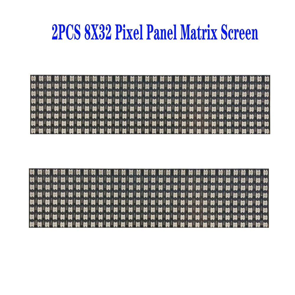 1~2PCS WS2812B 8X8 8x32 16x16 Pixel Panel Flexible Matrix Screen WS2812 IC RGB 5050 SMD Led Module Individually Addressable DC5V: Red