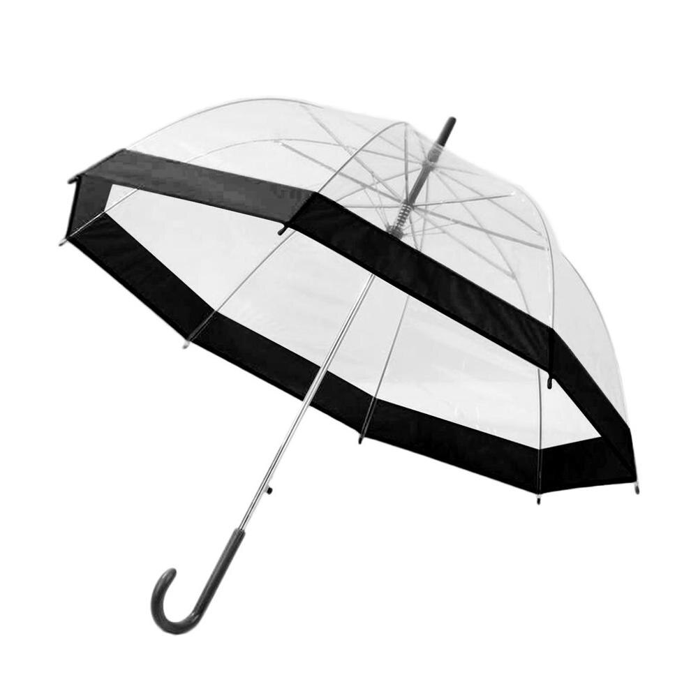 Plastic Transparent Umbrella Lovely Rain Sunny Women Girls Ladies Long Handle Birdcage Dome See Through Umbrellas: Default Title