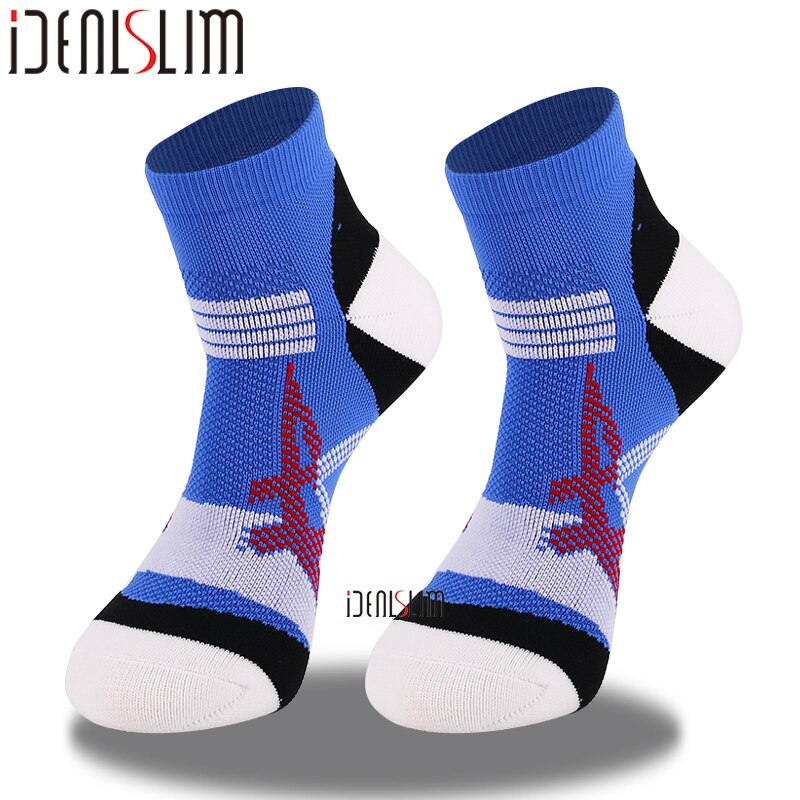 IDEALSLIM Sport Socken viel für Männer Frauen Jungen Laufen Socken Atmungsaktiv Schnell Trocknend Runnnig Socken: Blau- 2 Paare