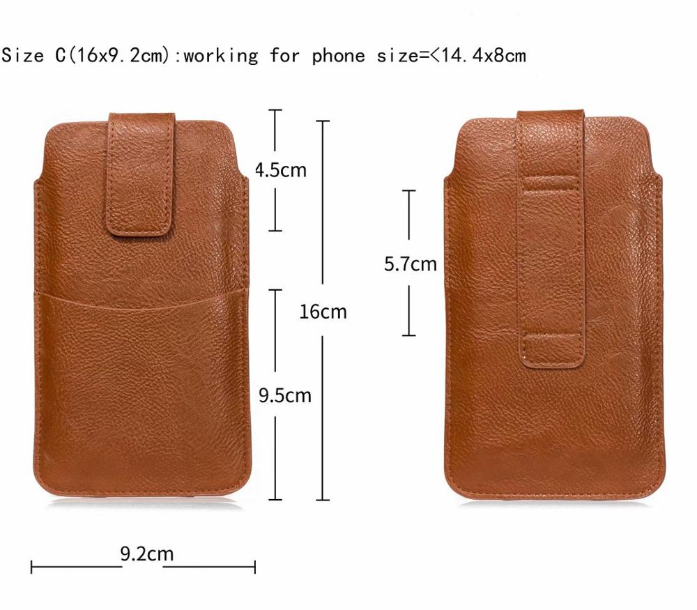 Pu Riem Mobiele Telefoon Case Pouch Voor Htc U12 Leven/U11 Ogen/U11 Plus/U Ultra, desire 12 Plus/12S, Een X10,Desire 10 Levensstijl: SizeC Brown 16x9.2cm