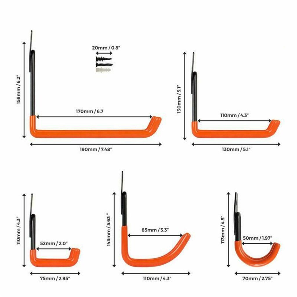 Heavy Duty Wall Hooks, 8-Pack Steel Garage Hooks for Garage Storage - Wall Mount Hanging Hooks Tool Organizer Holds