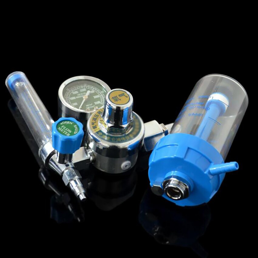 Oxygen Flow Meter Absorber Regulator with 205cm Tube, Buoy Type Oxygen O2 Pressure Reducing Valve Regulator G5/8 Inlet