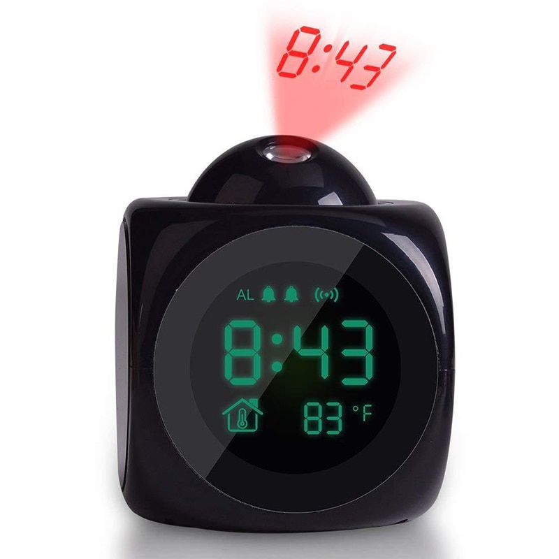 Alarm Clock LED Wall Ceiling Projection LCD Digital Voices Talking Temperature Meter Smart Clock FP8