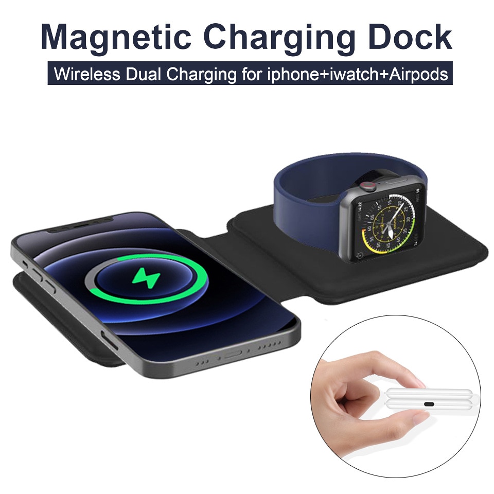Magnetic Wireless Charger Pad 15W - for Apple Watch, iPhone 12 Series, AirPods Pro - USB-C Dock Station