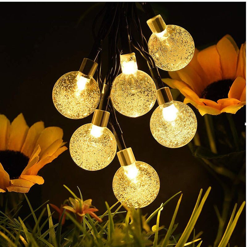 50 led solar havelamper led solcellelamper fe julekrystalkuglesnor lys vandtæt udendørs havebryllup hjem dekoration: Varm hvid / 7m 50 lysdioder