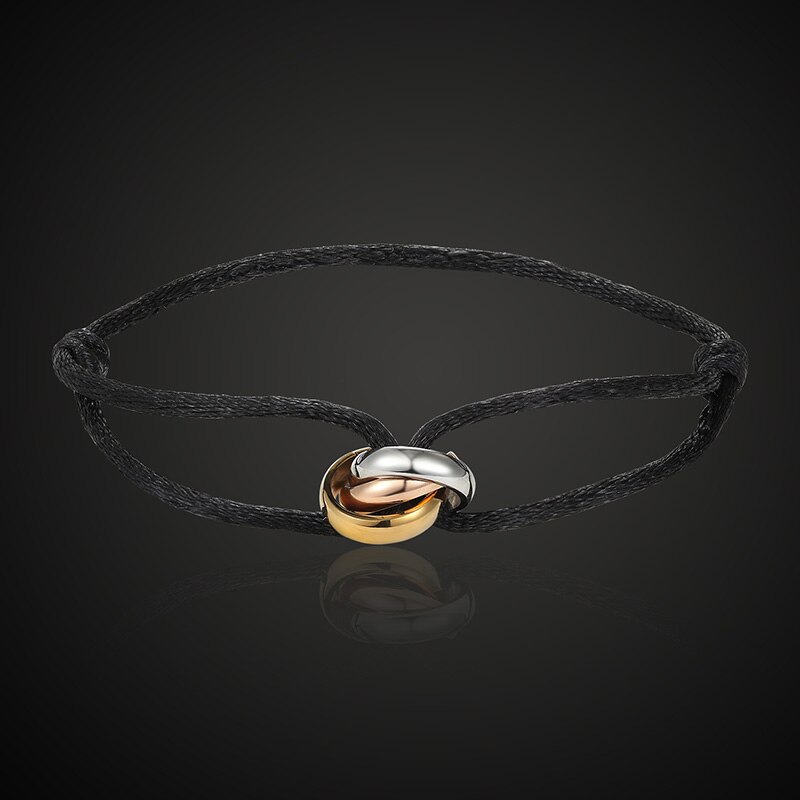 Eenvoudige Drie Roestvrijstalen Cirkel Combinatie Vrouwen Armband Verschillende Kleuren Van Touw Handgemaakte Klassieke Populaire Sieraden: 3