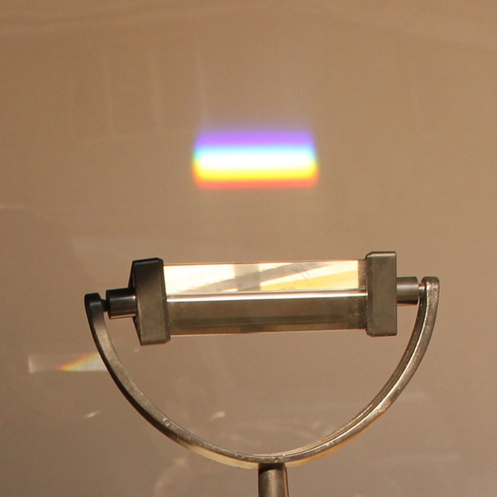 Totatable Triangular Color Prism with Stand Holder Optical Glass Right Angle Reflecting Triangular Prism Teaching Light Spectrum