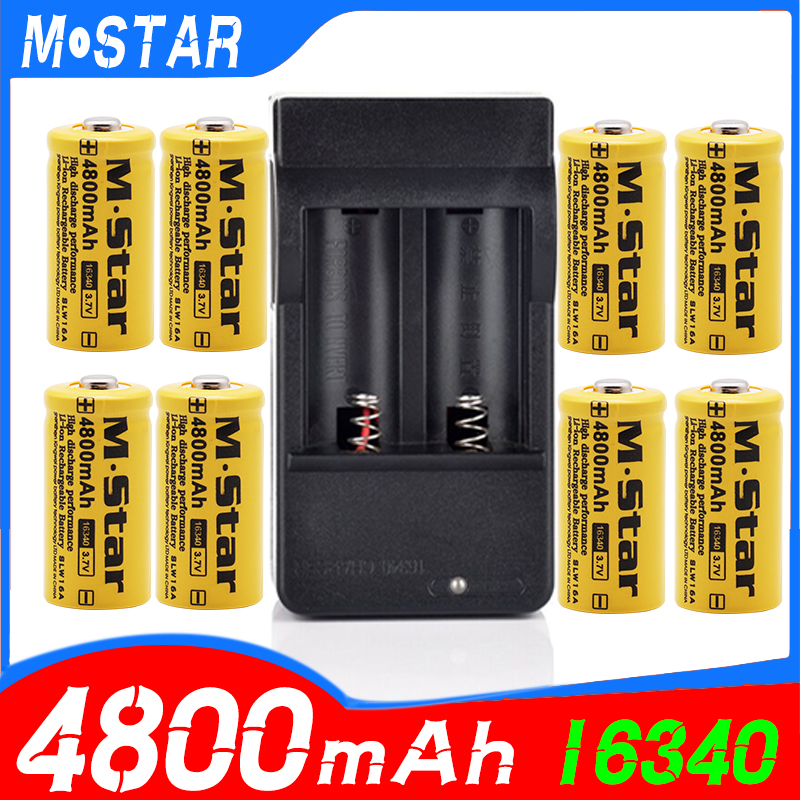 4800 Mah Oplaadbare 3.7V Li-Ion 16340 Batterijen CR123A Batterij Voor Led Zaklamp Travel Wall Charger Voor 16340 CR123A Batterij