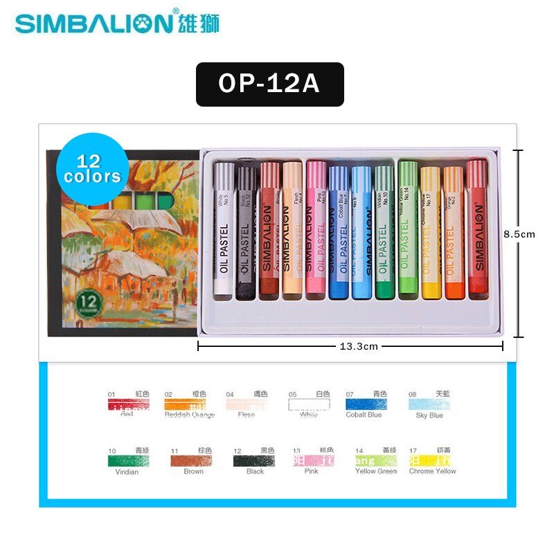 SIMBALION – stylo à cire , 12/24/36 couleurs, Pastel doux/Crayon pour peinture à l&#39;huile, Graffiti, papeterie fournitures de l&#39;école d&#39;art: OP-12A-12colors