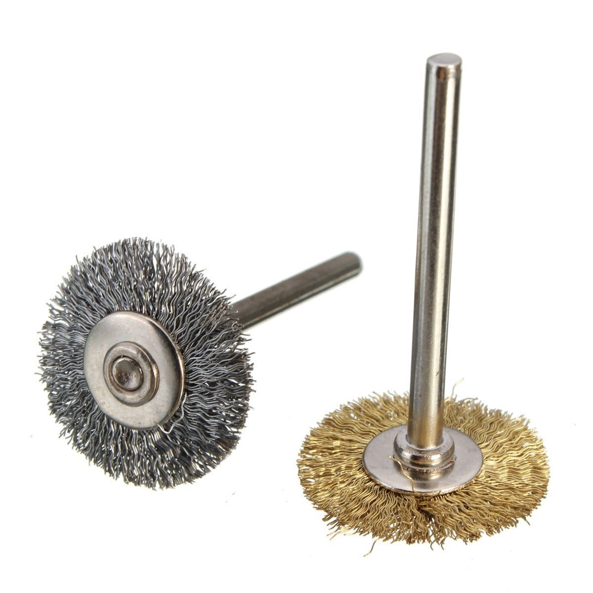 44 stk mini stålbørste hjul kop messing stål stål børste sæt 1/8 tommer  (3mm)  skaft til power dremel roterende værktøj polering buff