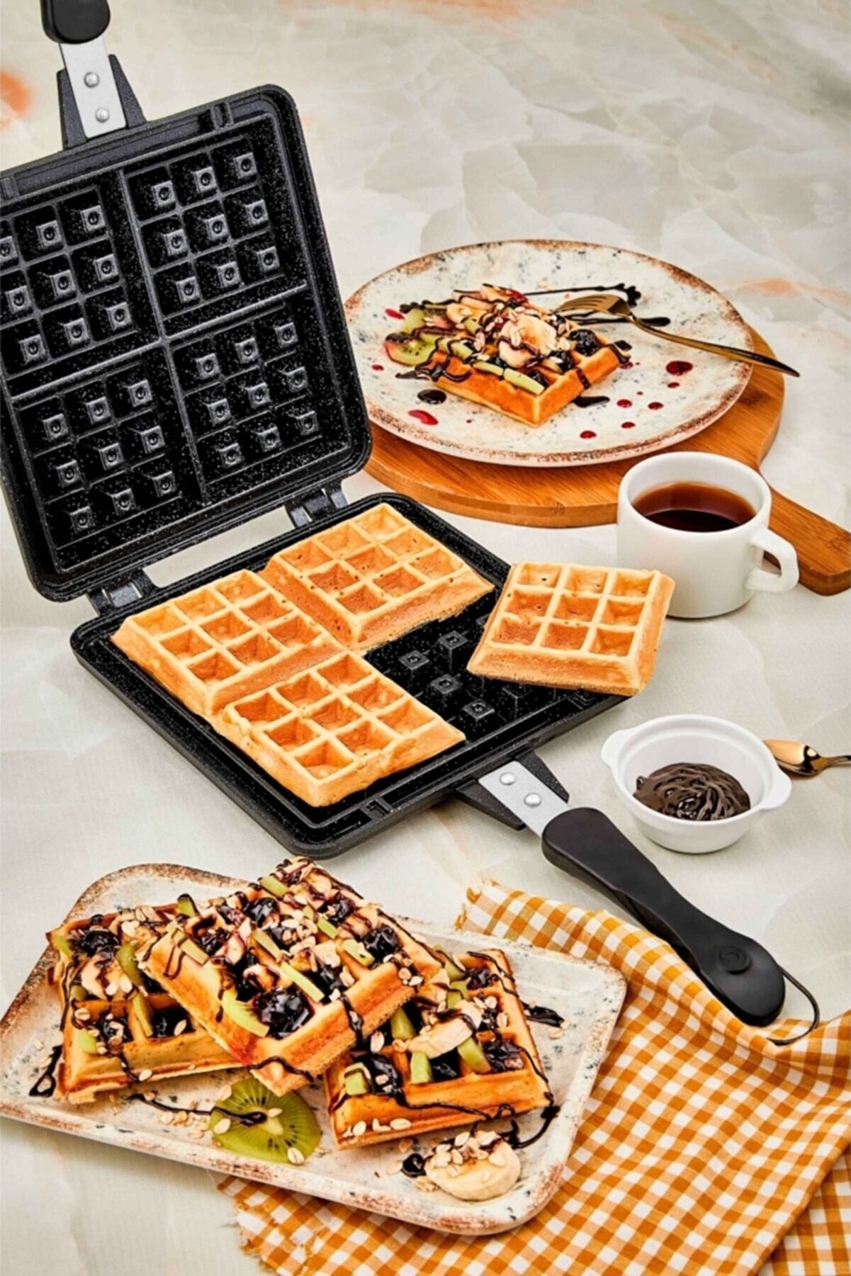Cast Iron Waffle Maker Toast Sandwich Kitchen Accessories 22x22 Size Fireproof Non-Stick Breakfast Cooker Pans Pots Cooking