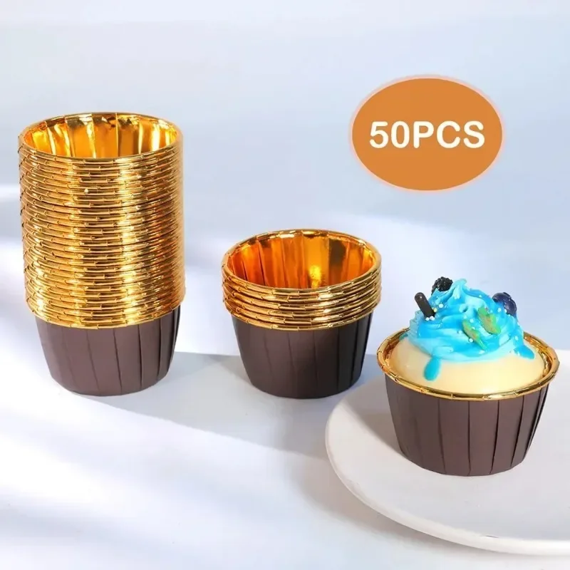 Große 50 Stück Packung Muffin Cupcake Liner Kuchenverpackungen Backförmchen Tablett fallen Kuchen Pappbecher Gebäck Werkzeuge Partyzubehör