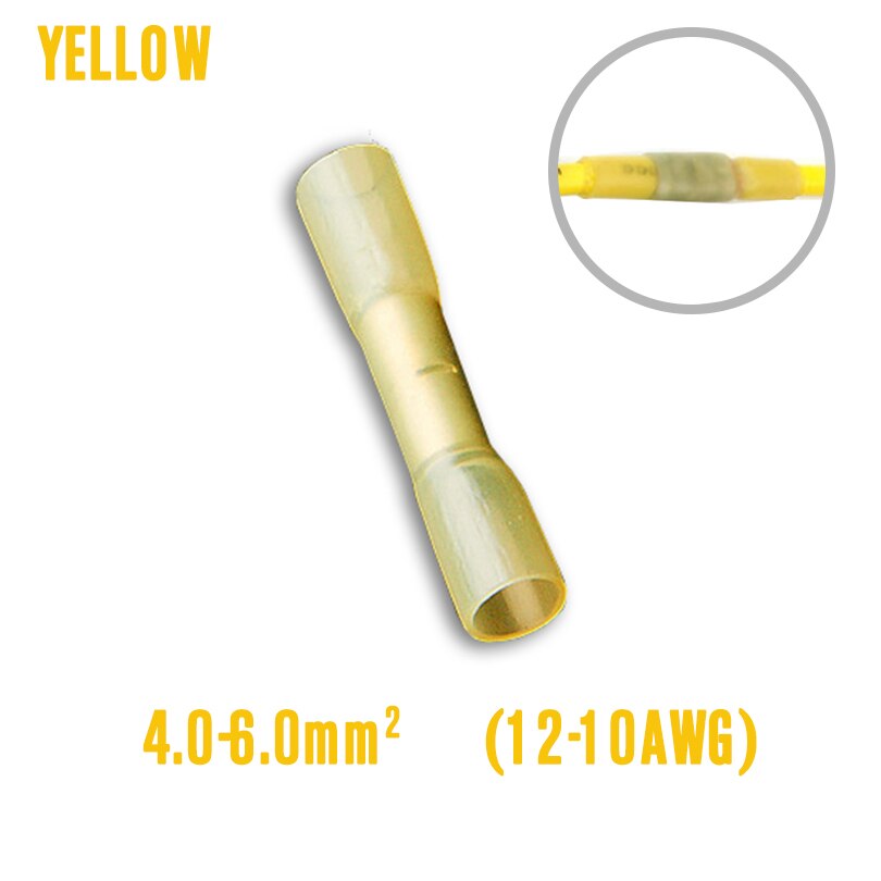Connecteur électrique étanche à bout thermorétractable, 50 pièces, câble d'épissure de fil, Joint thermorétractable, Terminal à sertir: YELLOW / 20PCS