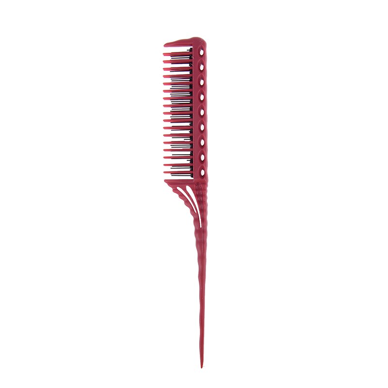 3-Row Teeth Teasing Comb Detangling Brush Tail Comb Adding Volume Back Coming Hairdressing Combs Hairbrush 3 Colors: Red