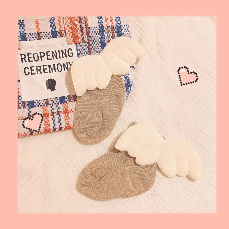 Herfst Winter Leuke Engelenvleugels Pasgeboren Baby Sokken Effen Kleur Meisje Jongen Sokken Baby Peuter Dikke Warme Kids Floor Sokken: khaki
