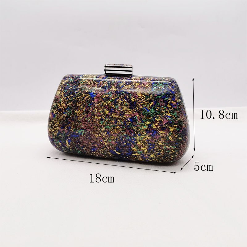 Mode Kleurrijke Acryl Zakken Luxe Vrouwen Messenger Bags Elegante Marmeren Avond Koppeling Tassen Party Prom Wedding Handtassen