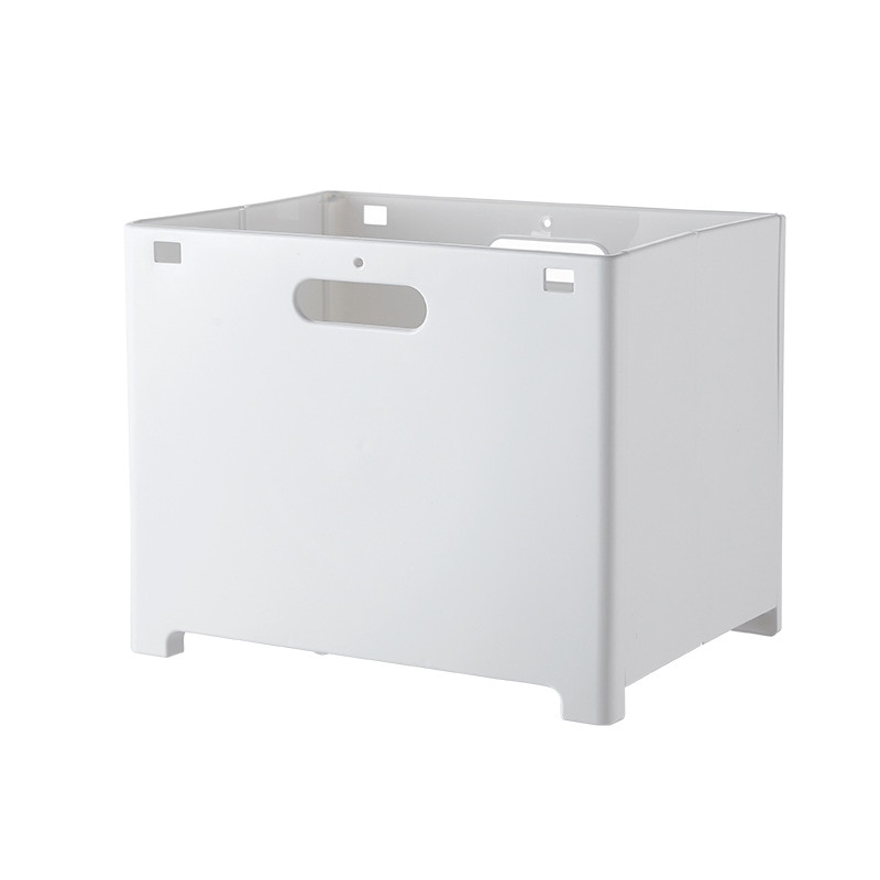 Opvouwbare wasmand zonder gaten, badkamer wandhanger, opbergmand voor vuile was, zelfklevende opbergmand voor kleding: Wit / 28 15 18cm