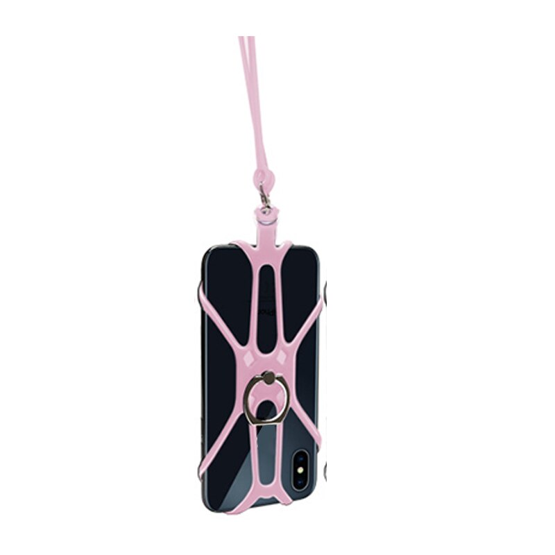 Universele Lanyard Voor Telefoon Siliconen Sport Telefoon Strap Ring Houder Case Hals Opknoping Touw Sling Voor Iphone Xiaomi Sumsung: pink