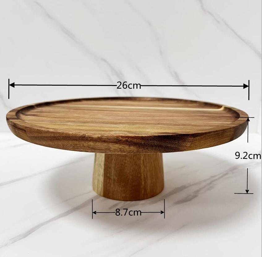 6.5/8.5/10/11 inch solid wood plate fruit plates For home kitchen supplies dessert cake stand Plates for food storage tray: L - 26CM