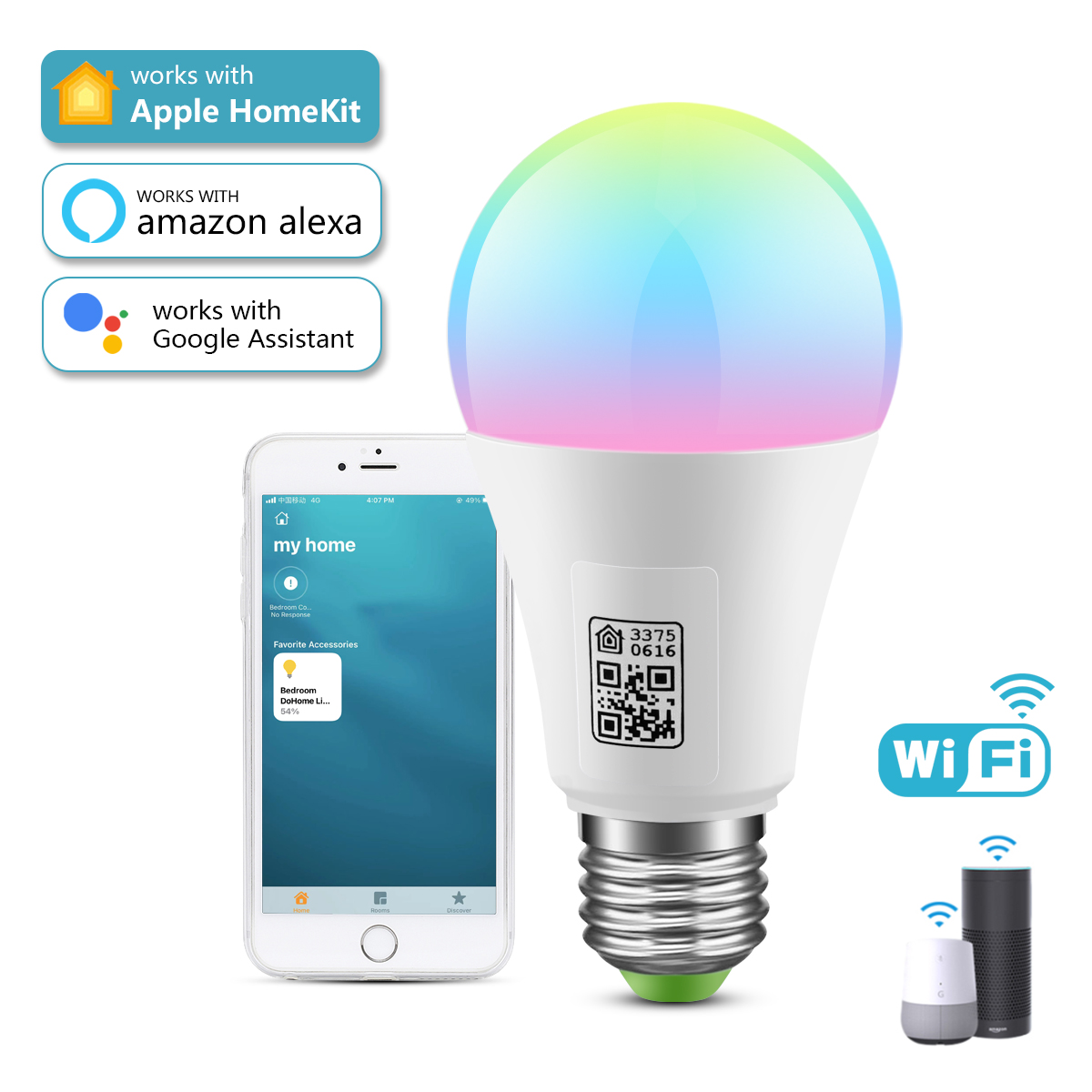 TUYA/Homekit Smart LED Lamp RGBW/RGBWW WIFI Dimmable Discolour Light Bulb E27 Siri Voice APP Control Alexa Google Smart Home: Homekit App