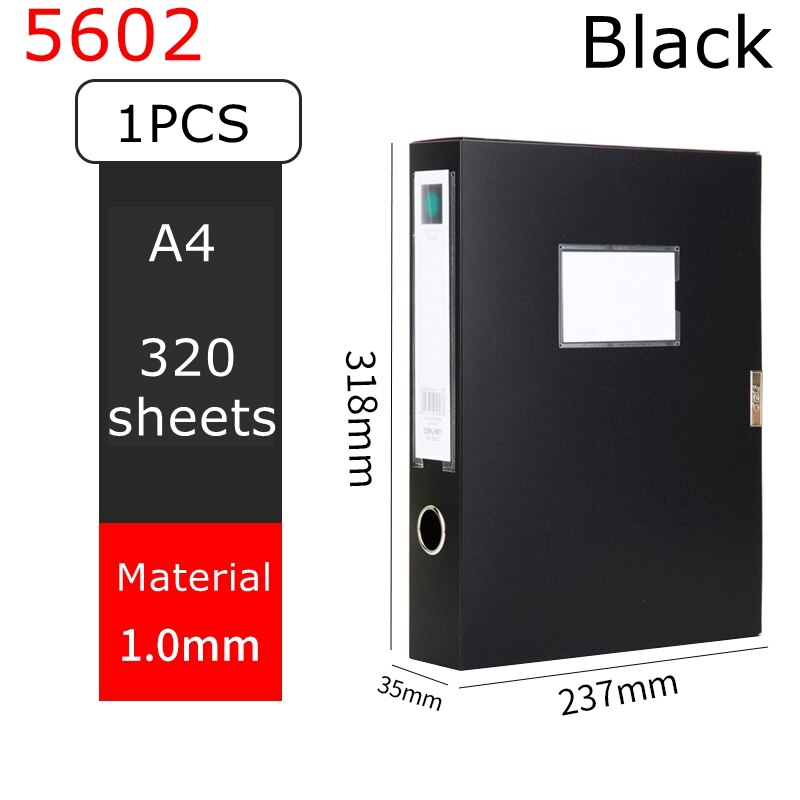 Deli 5603 file box A4 file folder documents storage bag storage box label box: 5602-BLACK