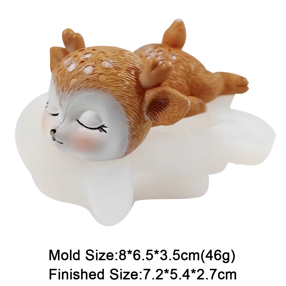 Moule en Silicone cerf Sika, bricolage 3D, bougie de noël, fabrication de savon, argile animale, outils décoratifs, Mastic, ornements en gypse: Jasmin
