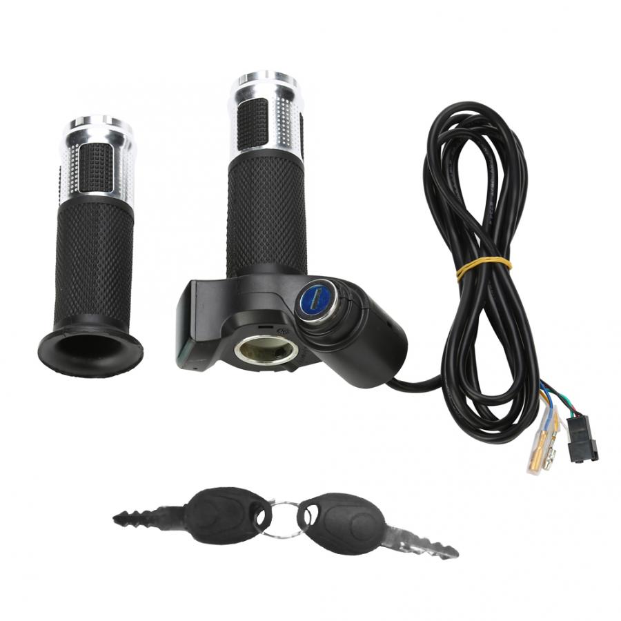 E-Bike Motorbike Half Twist Throttle 12V-99V E-Bike Elektrische Fiets Scooter Gashendel stuur Led Digitale Meter: Zilver