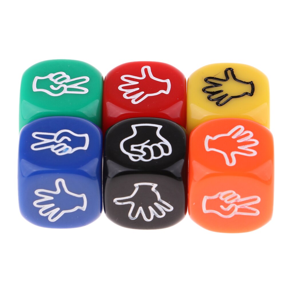 6Pcs Rock Paper Scissors Dice Board Game Counting Cubes Dice Set for Kids Lovers Multi Color Six Sided Club Party Board Game