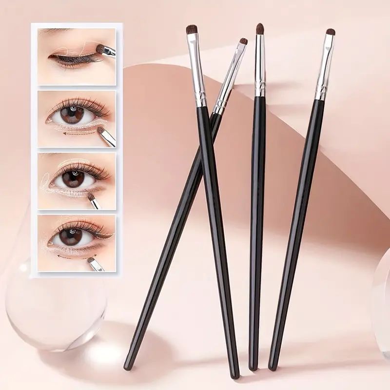 4 Uds pincel para difuminar los ojos, herramienta de maquillaje suave fino, juego de pinceles para sombra de ojos pincel delineador de ojos para mezclar sombra de ojos delineador de ojos, Ideal