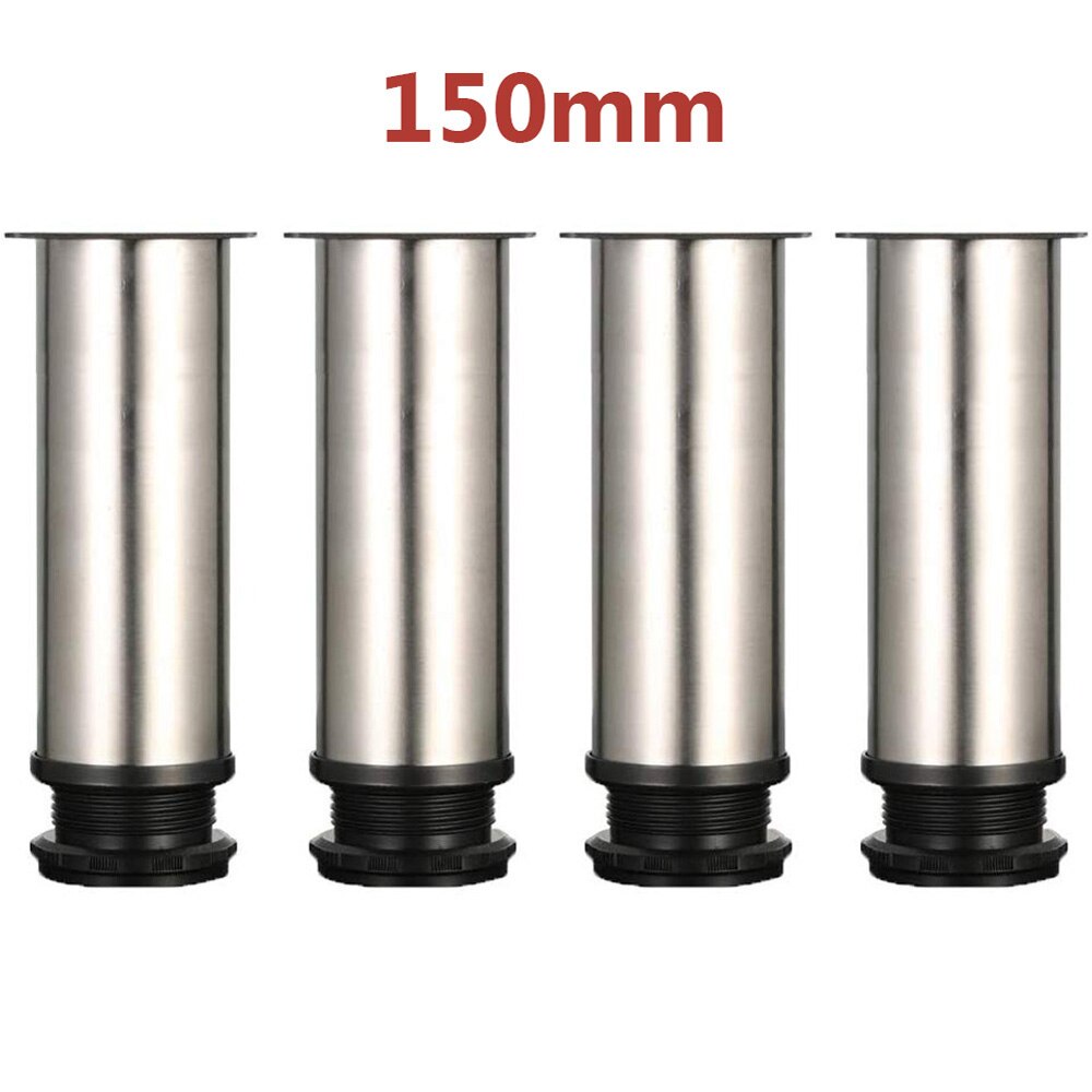 4Pcs Adjustable Stainless Cabinet Legs Steel Kitchen Feet Round Stand Holder Round Adjustable Furniture Legs Sofa Multifunction: 150mm