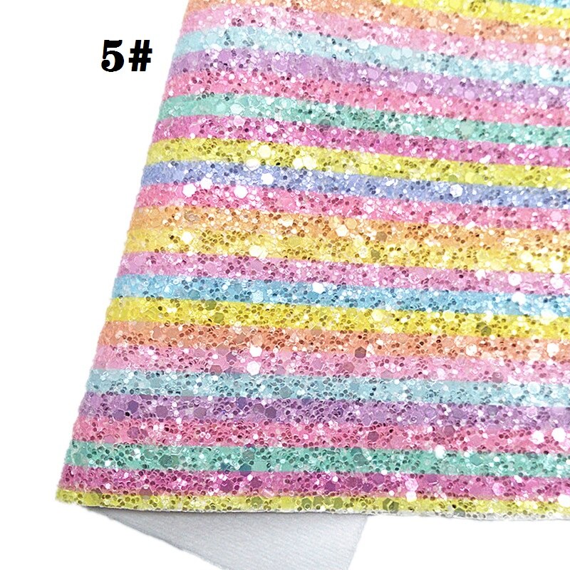Sateenkaari raidat paksu glitter vinyyli kangas arkki huopa tausta synteettinen nahka tekovinyyli tee itse  a4 koko  r409a: 5-21 x 29cm