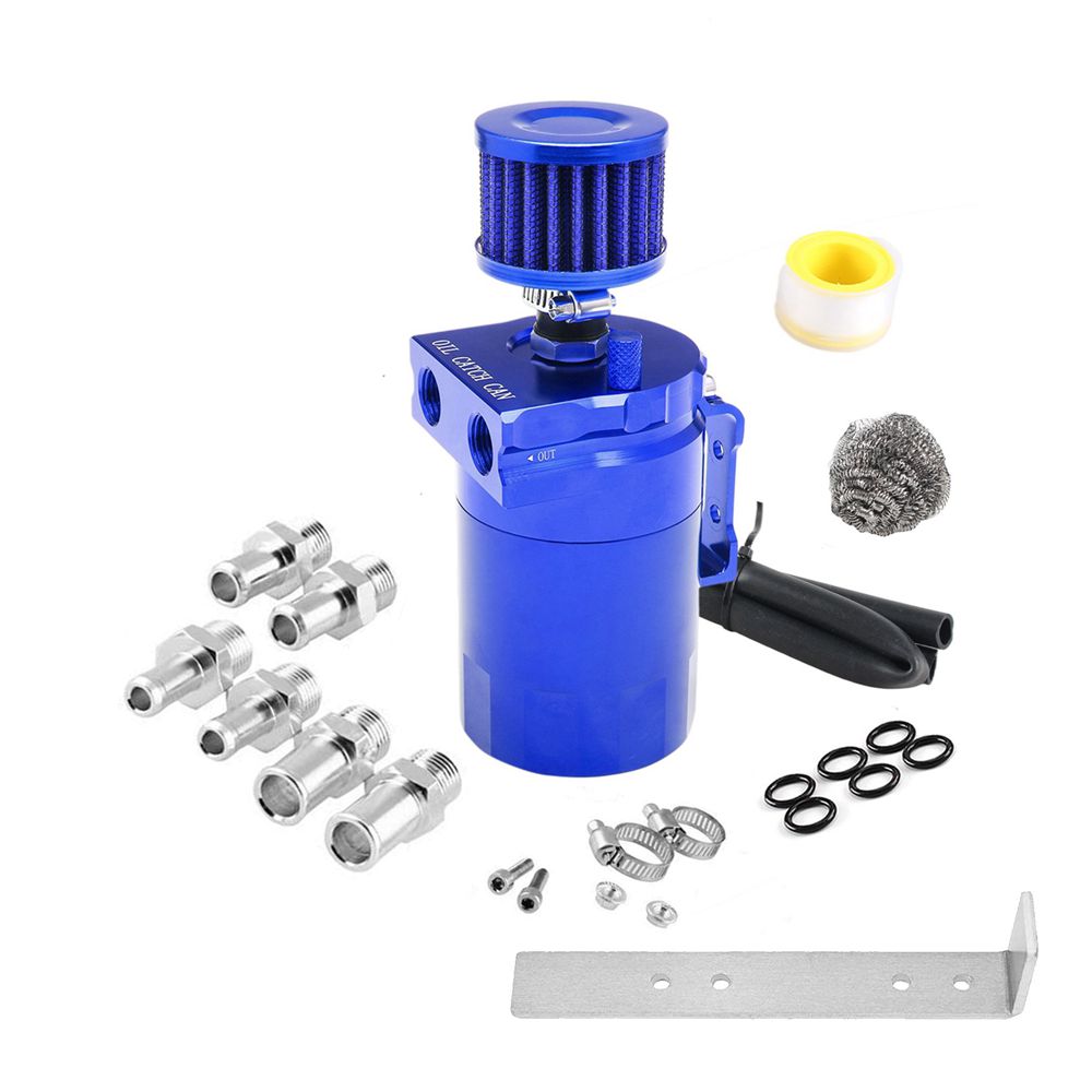 Car Baffled Oil Catch Can Reservoir Tank with Air Filter Breather Baffled Aluminum Fittings Oil Dipstick Hole Breathable Kettle: Lavender