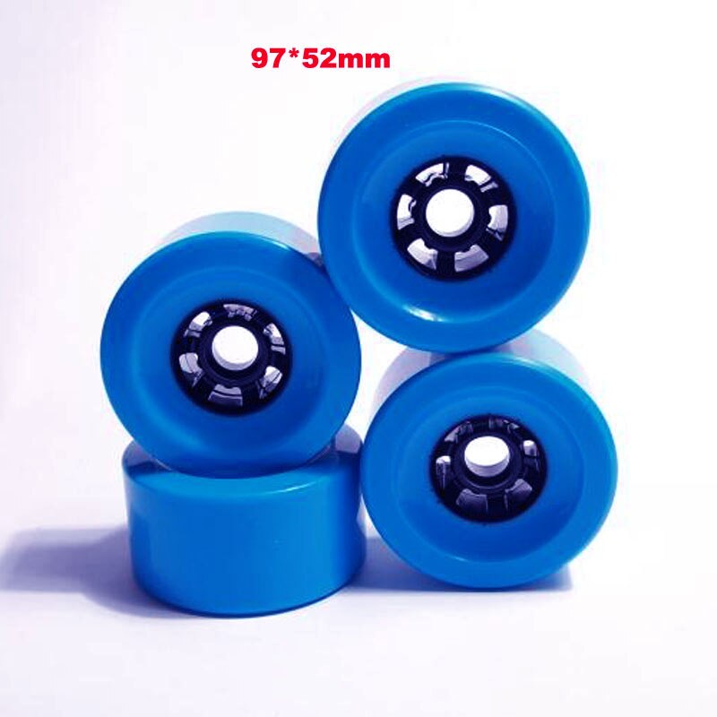 Skateboard hjul 78a 90 x 52mm 4 stk elektrisk longboard hjul 97*52mm rulleskøjte dæk hjul gummihjul til longboard scooter: 97 x 52mm blå