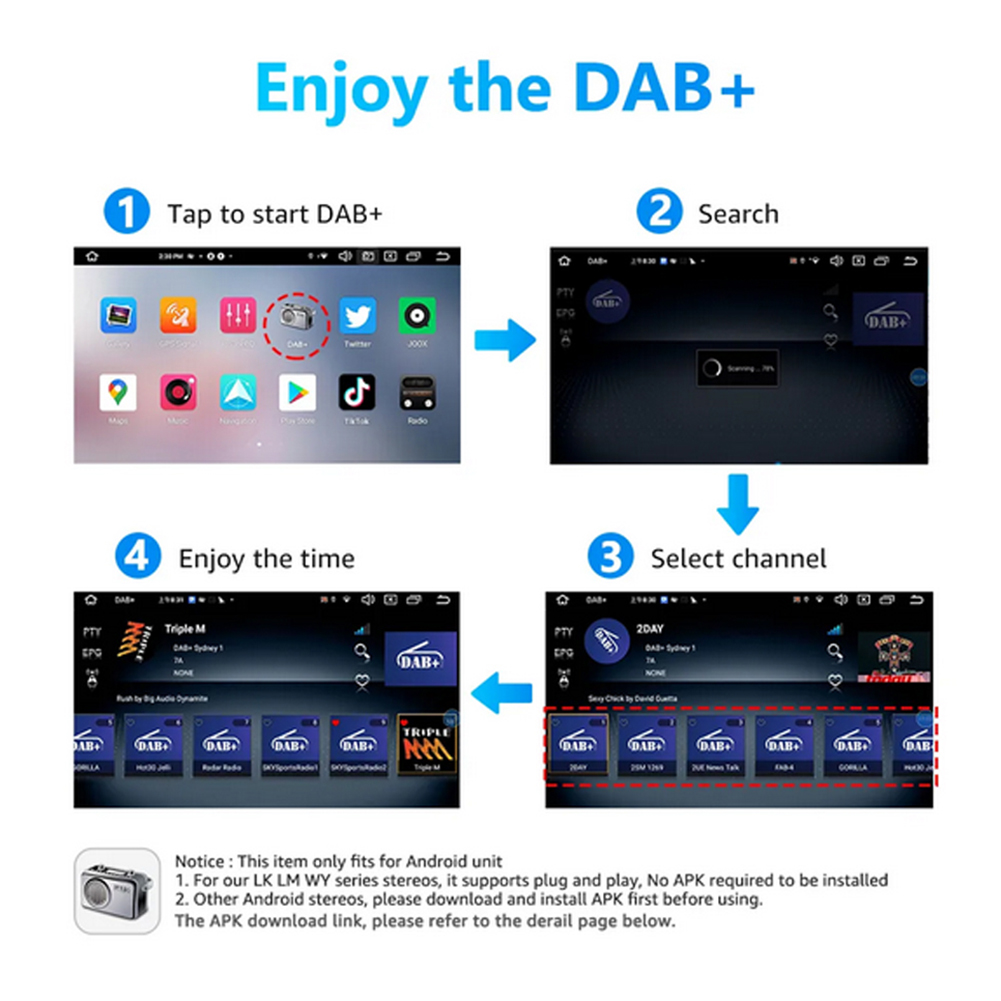 Auto Dab + Digitale Radio Box Dab + Ontvanger Antenne Antenne Usb Interface Auto Dab + Doos Draagbaar Voor Android 5.1 En Boven Autoradio