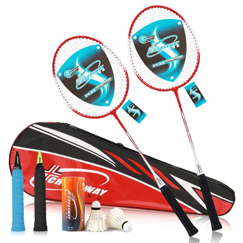 One Pair Outdoor Sport Badminton Racket Family School Use Iron Alloy Frame Battledore Students / Seniors Light badminton racket: red