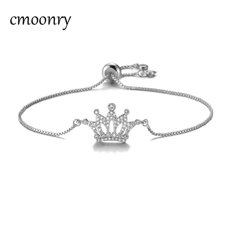 Cmoonry modisch Krone Charme Armbinde AAA + Zirkonia Armbänder Für Frauen Einstellbar Kupfer Kette Weibliche Partei Schmuck: NBSL379-1