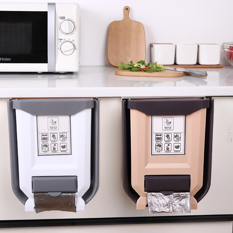 Cubo de basura plegable para cocina, cesta de almacenamiento para basura, porta bolsa de basura, cubo de basura de coche