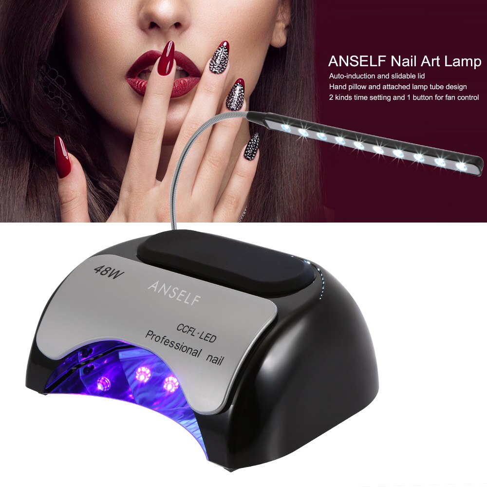 Anself 48W LED CCFL lámpara de uñas Gel secador de uñas máquina de curado uña Gel curado 110-240V herramienta de Arte de uñas EU US Plug