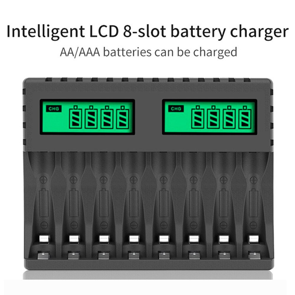 Kutumai led display smart intelligent batterioplader med 8- slot til aa aaa c nicd nimh genopladelige batterier aa aaa oplader
