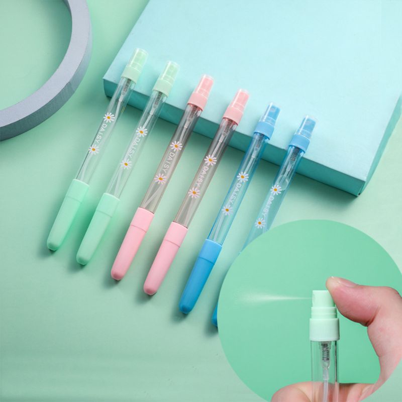 6pcs/set Spray Gel Pen Disinfectant Alcohol Refillable Neutral Pen J2HC